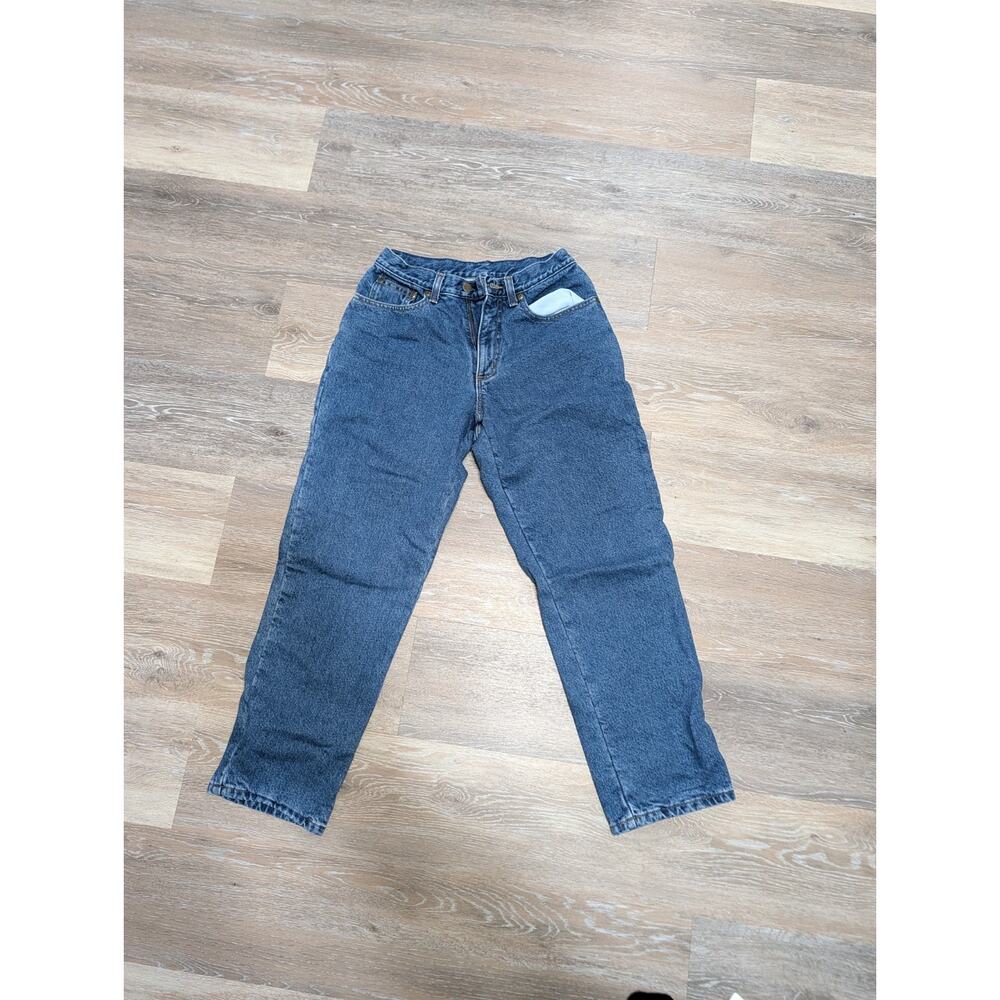 VTG L.L. Bean Double L Relaxed Fit Flannel Lined Jeans Womens 6P Skier Print